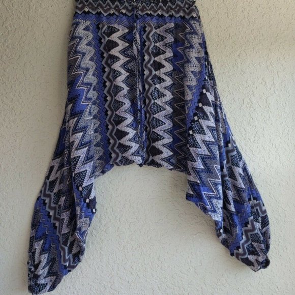 Junior Buddha Pants Savannah Harem Drop Blue Zags - Picture 3 of 8